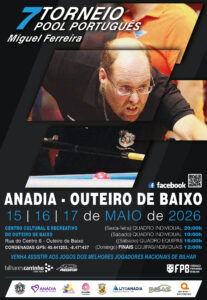 Outeiro de Baixo organiza 7.º Open de Pool Português – Miguel Ferreira 2026